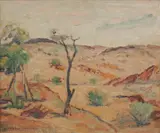 William Frater, Arid Landscape with Central Tree, Oil on Board