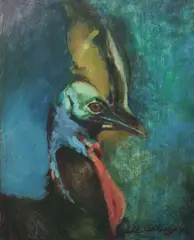 Dahl Collings, Turkey Head, 1977, Oil on Board
