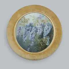 Portia Bohannah Bennett, Wisteria and Bees, 1925, Oil on Opaque White Glass