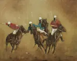 John Vander, Polo Knights, Oil on Canvas on Board