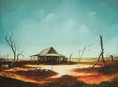 Arthur Hamblin, The Clothes Line, 1971, Oil on Board