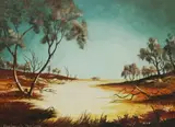 Arthur Hamblin, Mallee Claypan, 1971, Oil on Board