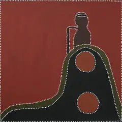 Lorraine Daylight, Old Woman Singing Out to Her Dog, 2007, Ochre on Canvas