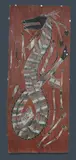Bobby Barrdjaray Nganjmira, Sacred Rainbow Serpent, 1983, Natural Earth Pigments on Bark