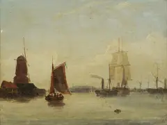 Frederick Calvert, Mill Wall Near Greenwich, Surrey, Oil on Canvas
