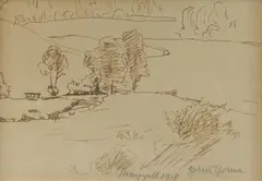 Hans Thoma, Landscape, 1918, Pen & Ink