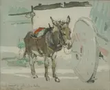 Charles Hodge Mackie, Donkey, Woodblock Print