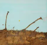 John Olsen, Running Giraffes, Mixed Media on Paper
