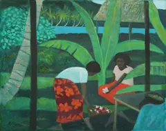 Ray Crooke, Islanders Gathering Flowers, Oil on Canvas