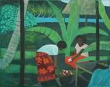 Ray Crooke, Islanders Gathering Flowers, Oil on Canvas