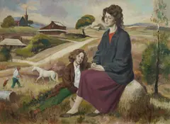 T John Santry, The Artist's Daughters, Carcoar, Oil on Canvas on Board