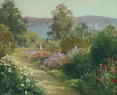 John Charles Allcot, Sydney Botanic Gardens, Oil on Canvas on Board