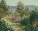 John Charles Allcot, Sydney Botanic Gardens, Oil on Canvas on Board