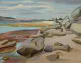 Adelaide Elizabeth Perry, Rocks at Bradleys Head, Oil on Board