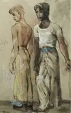 Donald Friend, Two Ceylonese Boys, 1957, Ink, W/Clr, Pastel & Gouache