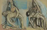 Donald Friend, Pieta Studies, Ink & Pastel