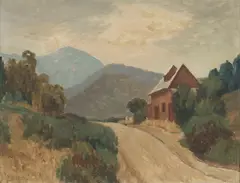 Roland Wakelin, House on a Country Road, 1951, Oil on Board