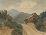 Roland Wakelin, House on a Country Road, 1951, Oil on Board