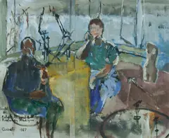 Judy Cassab, Sketch for Robert Klippel and Rosemary Madison, 1987, Oil on Paper