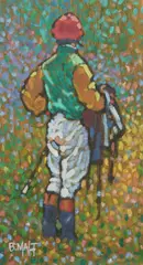 Brian Malt, The Jockey, Oil on Board