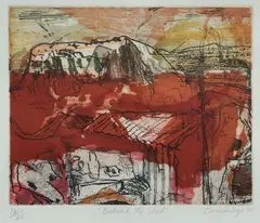 Elisabeth Cummings, Behind the Shed, 2010, Coloured Etching 14/25