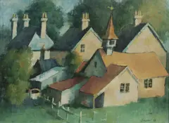 Harold Greenhill, A Sussex Village, 1949, Oil on Board