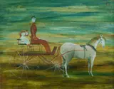Cedric Flower, The Governess' Cart, Oil on Board