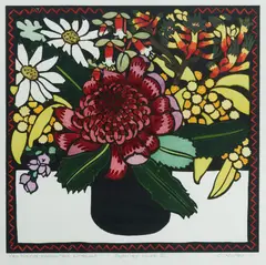 Kit Hiller, Sydney Vase III, 2011, Hand Coloured Linocut 1/30