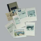 Lloyd Rees, (6), Portfolio of six soft ground etchings, incl. one hand coloured ('Dusk on the Harbour')