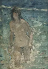Ivor Hele, Jean in Sea - Aldinga [SA], Oil on Board