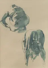 Ivor Hele, Bending Studies, Blue Ink