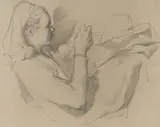 Ivor Hele, Jean Seated - Mending,' c.1945-7