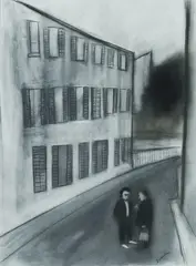 Street Conversation by Robert Dickerson, Charcoal, offered Jun 2026
