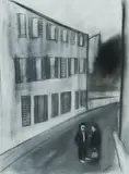 Robert Dickerson, Street Conversation, Charcoal