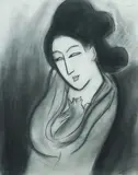 Robert Dickerson, Geisha with a Cat, c.1997, Charcoal