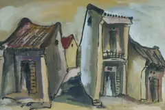 Bui Xuan Phai, Hanoi Street, Gouache on Paper