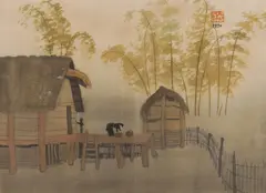 Thu Nguyen, Village Home, 1990, Ink/Colour on Silk