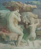 Arthur Murch, Sun Bathers, Oil on Board