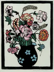 Margaret Preston, Flowers in Jug, c.1929, Woodcut with Hand Colouring, ed. (possibly) 125