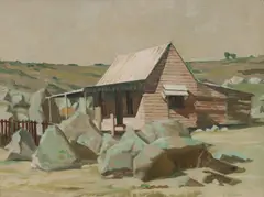 J. Noel Kilgour, Cottage and Boulders, Oil on Canvas on Board