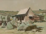 J. Noel Kilgour, Cottage and Boulders, Oil on Canvas on Board
