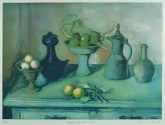 Margaret Olley, Turkish Pots and Lemons, 2004, Multi-plate Coloured Etching 46/70