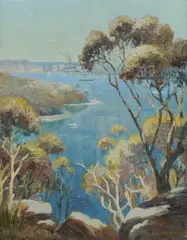 Albert John Sherman, Sydney Harbour from Clifton Gardens, Oil on Board