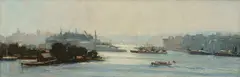Robert Waden, Sydney Harbour, Pyrmont, Oil on Cedar Panel