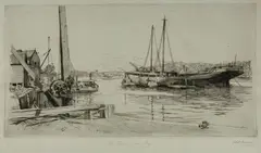 John Barclay Godson, Old Timers, Berrys Bay, Etching 6/50