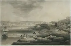 Edward Dayes, A View of Sydney Cove, New South Wales, 1804, Aquatint Engraving