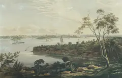 Edward Baker Boulton, View of Sydney and the Harbour from Mossman's Bay, Looking South West, c.1879, Lithograph