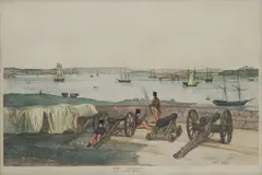 John Skinner Prout, Port Jackson from Dawes Battery, 1842, Hand Coloured Lithograph