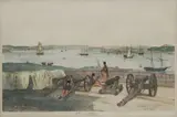 John Skinner Prout, Port Jackson from Dawes Battery, 1842, Hand Coloured Lithograph