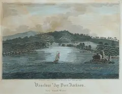 James Wallis, Vaucluse Bay, Port Jackson, Engraving by Walter Preston. Pub. R Ackermann's, London 1820